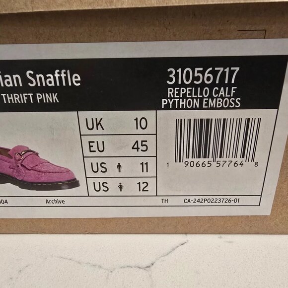 Dr. Martens Adrian Snaffle Repello Emboss Suede Kiltie Loafers Pink MENS SZ 11 - Picture 8 of 8
